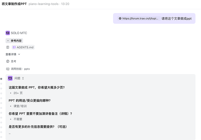 SOLO 提问：确认风格/结构/页数等