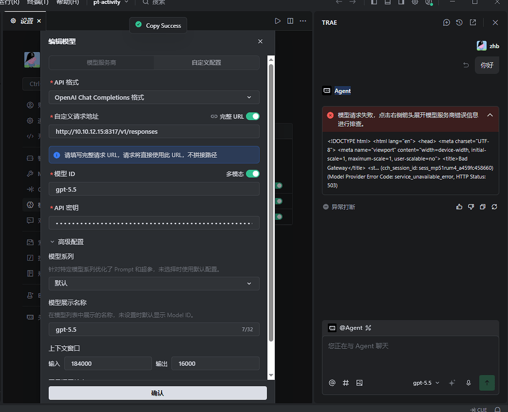 自定义模型不可用 - Bug 反馈 - TRAE 官方中文社区