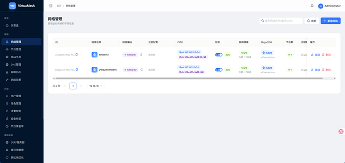 网络管理界面