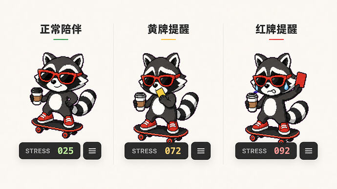 正常陪伴 → 黄牌提醒 → 红牌提醒：BanBan 的三种状态