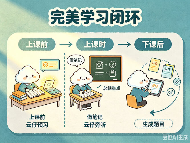 学习闭环流程图插画