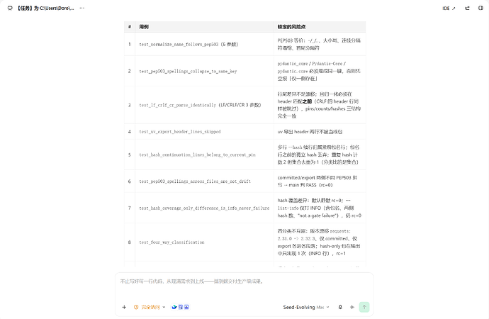 Agent 汇报中的用例 ↔ 风险点对应表（9 行中的前 8 行）