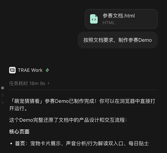 按照文档要求，制作参赛Demo