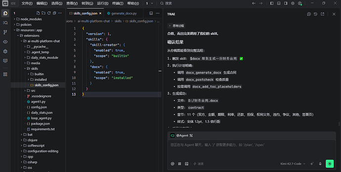 制作过程截图-测试调用了skill